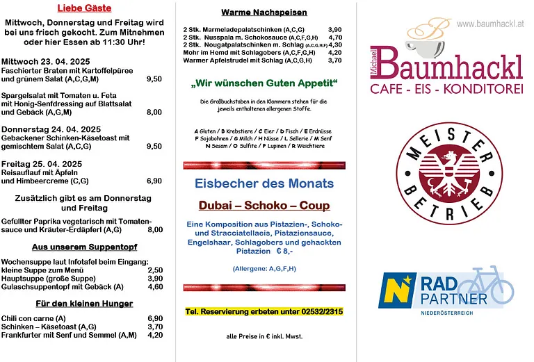 Konditorei Michael Baumhackl - Flyer Mittagstisch