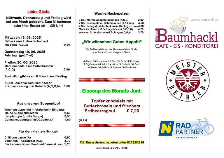 Konditorei Michael Baumhackl - Flyer Mittagstisch