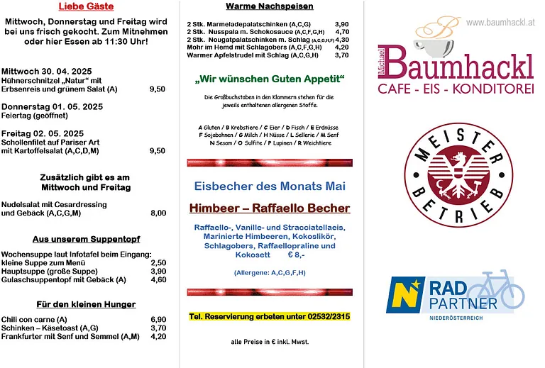 Konditorei Michael Baumhackl - Flyer Mittagstisch